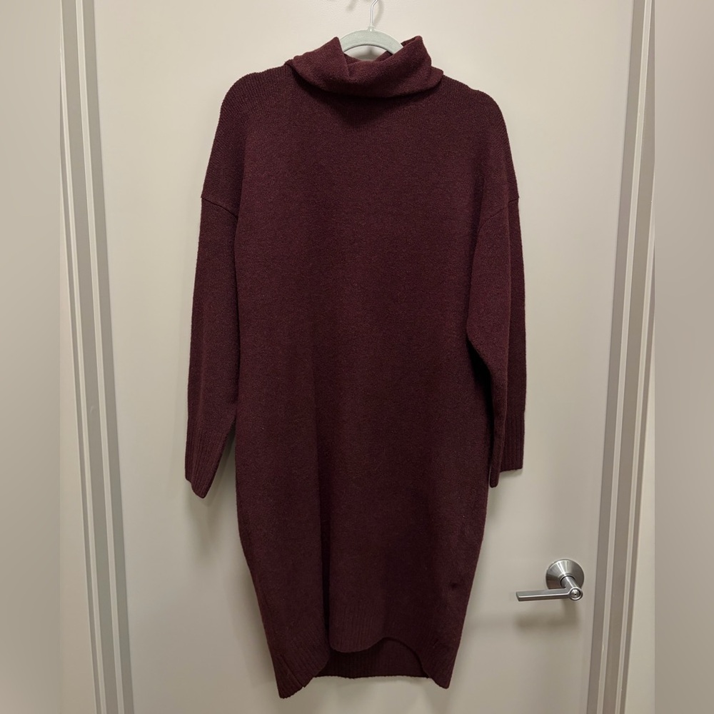 Uniqlo Burgundy Cowl-Neck Knit Tunic Sweater